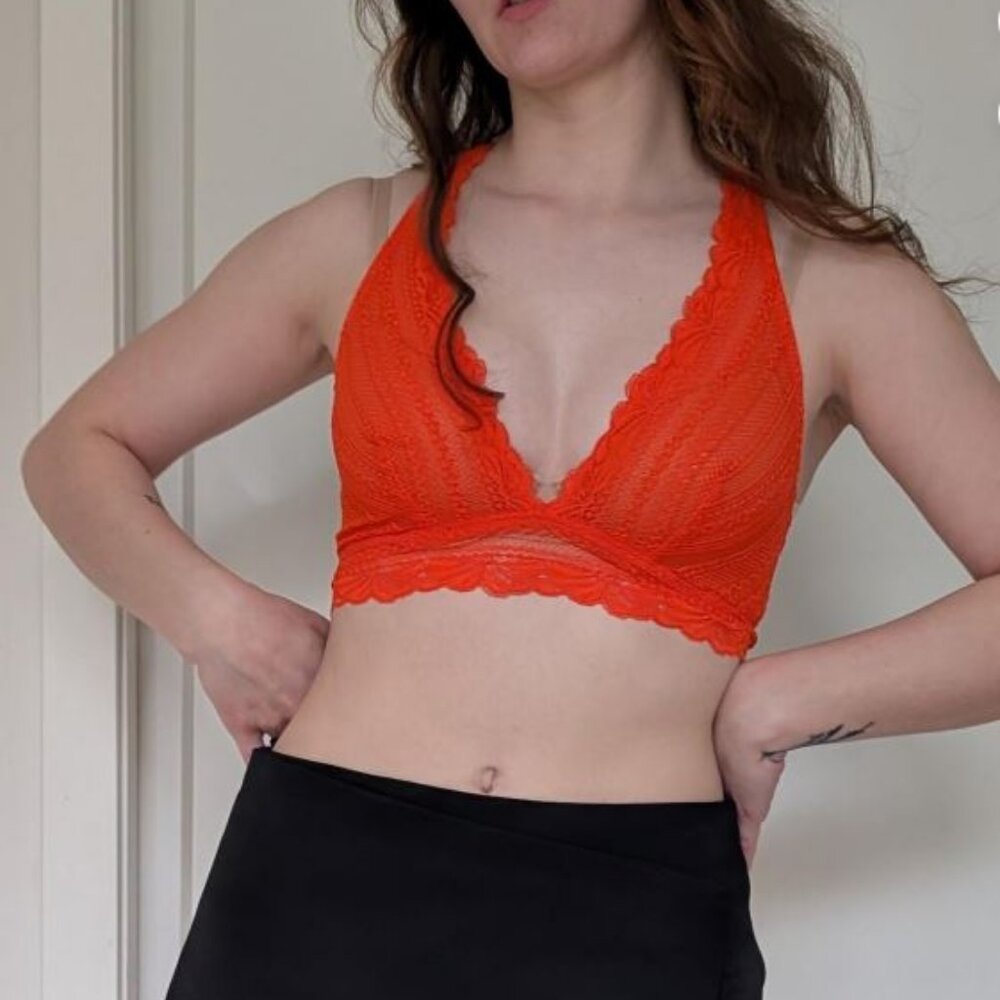 neon orange lace bralette